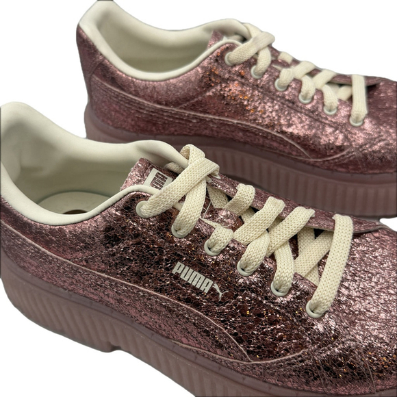 Puma Shoes - Puma Womens Dinara Shine Metallic Platform Sneakers Pink Sz 8